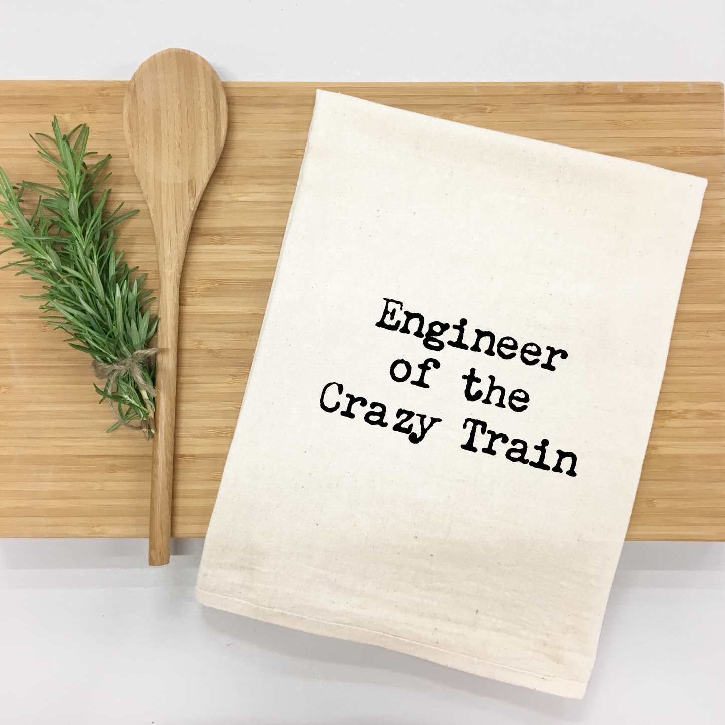 "Engineer of the Crazy Train" Kitchen Towel