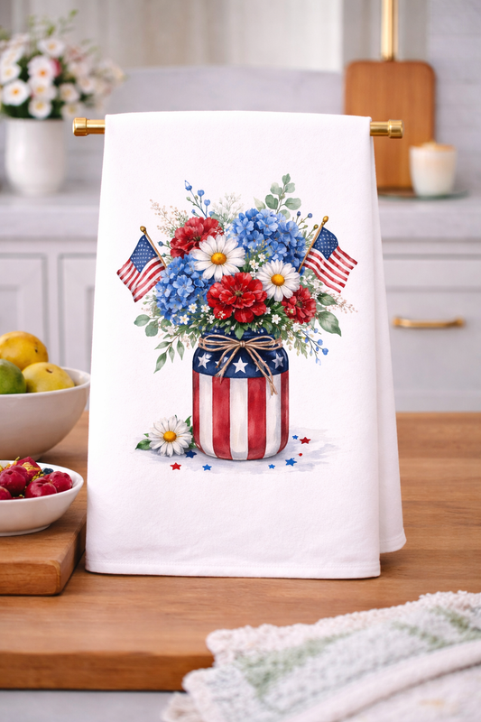 Americana Flower Vase Kitchen Towel