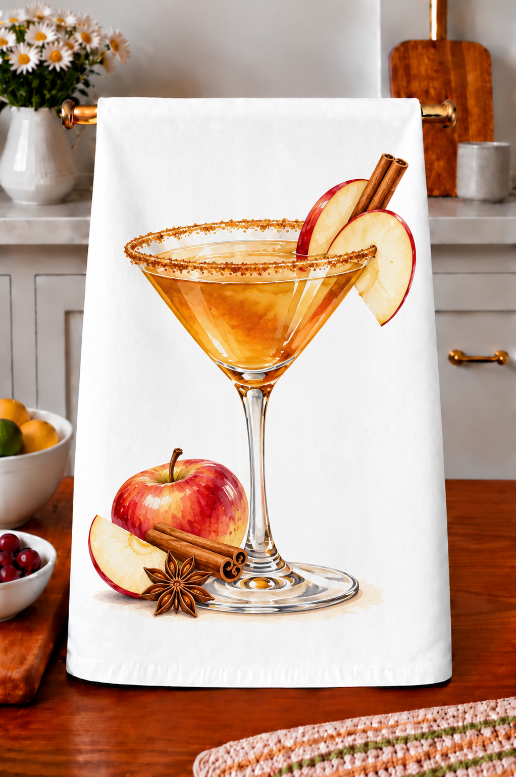 Apple Cider Martini Cocktail Kitchen Towel