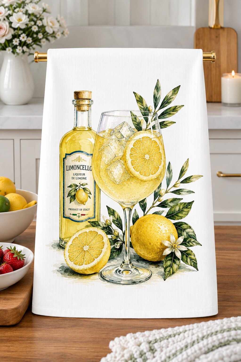 Limoncello Spritz Cocktail Kitchen Towel