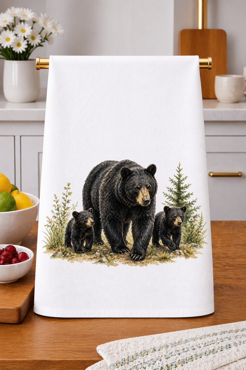 Mama Bear and Cubs Kitchen Towel