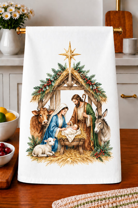 Nativity Scene Kitchen Towel