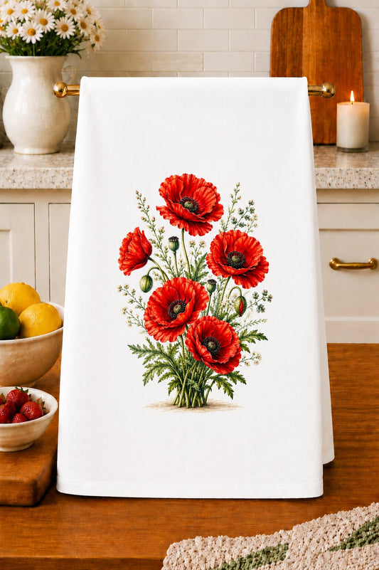 Red Poppy Kitchen Towel