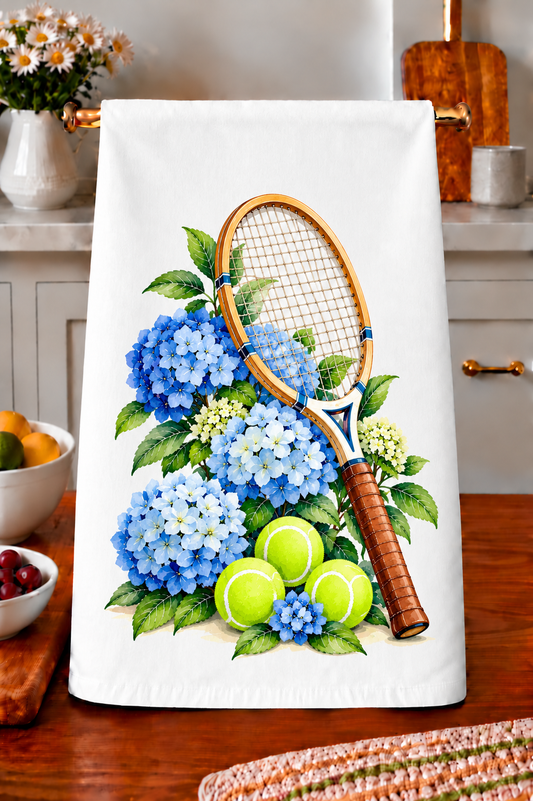 Tennis & Hydrangeas Kitchen Towel