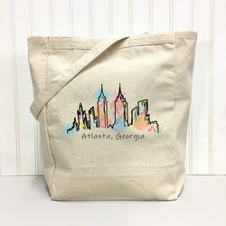 Atlanta Skyline Watercolor Tote Bag